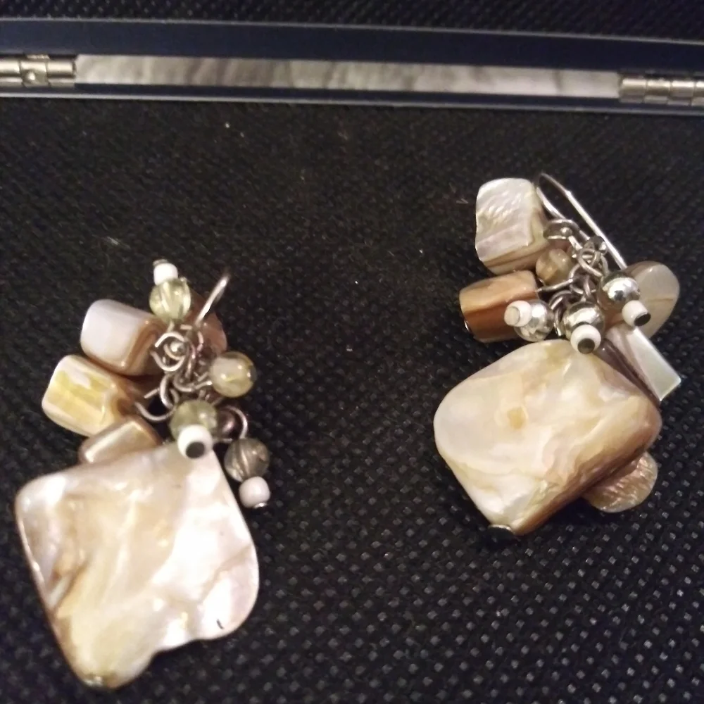 Multi-colored Ivory Bead Earrings